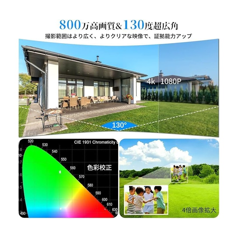 POE Security Camera, 4K/8 Megapixels, Two-way Calling, 130° Wide Angle,