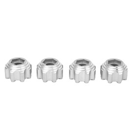 4pcs 8x32 to 17mm Hex Adapters for 8x32 3.8in Wheels Electric Car Truck Option Parts Aluminum Alloy Silver