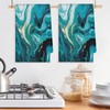 DJYQBFA Teal Blue Marble Liquid Texture Kitchen Towels Set of
