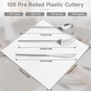 400PCS Pre-Rolled Plastic Cutlery Set Disposable - Wrapped Silver Plastic
