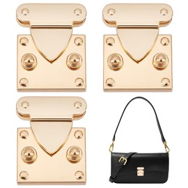 WADORN Metal Purse Turn Lock Clasp, Messager Bag Closure Clasp Lock Replacement Clutches Lock Clasps Clip, Gold, 30.5x36.5x16mm