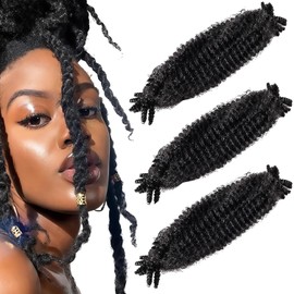 Soft Springy Afro Twist Hair Pre-Separated Spring Twist Hair,Soft TwistHair for Afro Marley Locs,Black Pre-Separated hair,for Distressed Locs Afro Kinky Curly Marley Braiding hairs Extensions (12inch)