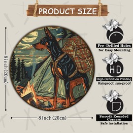 GJXFTPTTBD Doberman Pinscher Camping Dog Vintage Tin Sign Kitchen Restaurant Bar Pub Shop Office Cafe Garage Country Farm Wall Decor 8 * 8 in