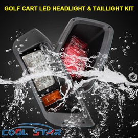 COOL STAR LED Headlight Tail Light Kit Compatible with EZGO TXT Golf Carts 1996-2013 Headlights Kit Tail Light Kit Assembly Gas and Electric 12V
