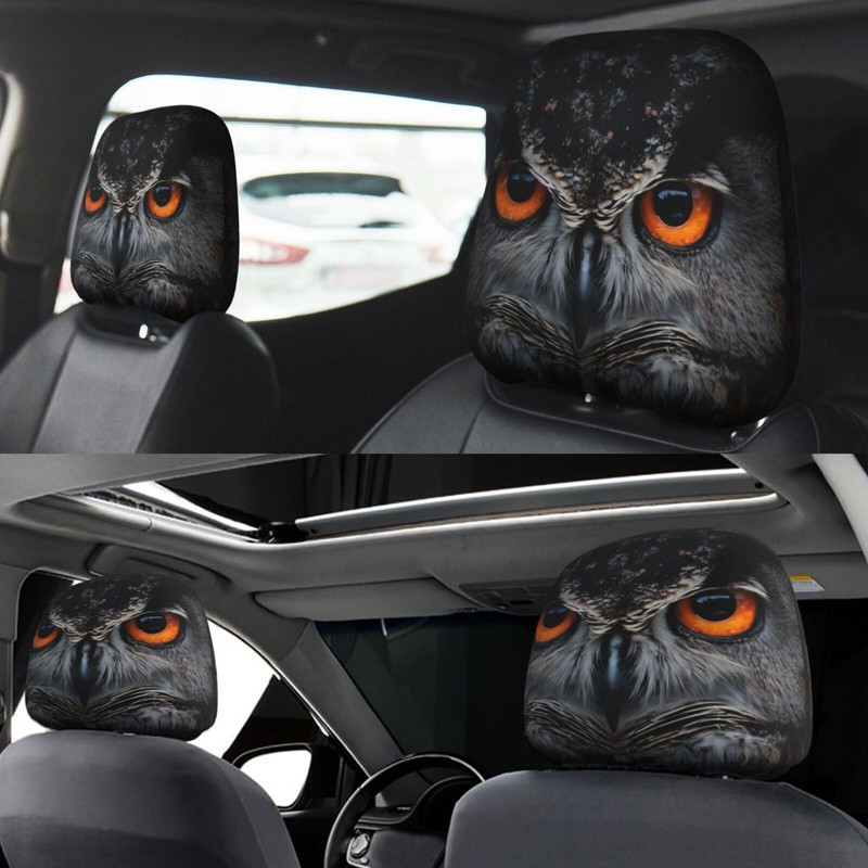 Dujiea 2 Pack Owl Car Headrest Covers, Universal Soft Car