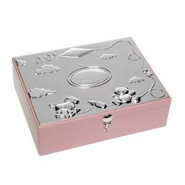 Beautiful 'Baby's Keepsakes' box in baby pink, an ideal gift for a new born baby, or a special Christening or Birthday gift (50024).