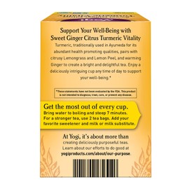 Yogi Tea - Sweet Ginger Citrus Turmeric Vitality (6 Pack) - Supports Overall Health - 96 Tea Bags