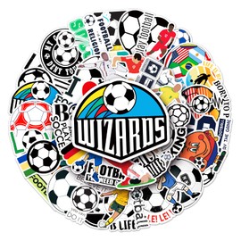 Soccer Sticker Set, 50 Pieces, Waterproof, Brand Stickers, Suitable for Suitcases, Cars, Motorcycles, Helmets, Skateboarding, Guitars, Others