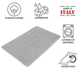 Casatessile Torino Sponge Bath Mat 60 x 90 cm Absorbent Cotton Bathroom Mat without Slip Resistance - Grigio