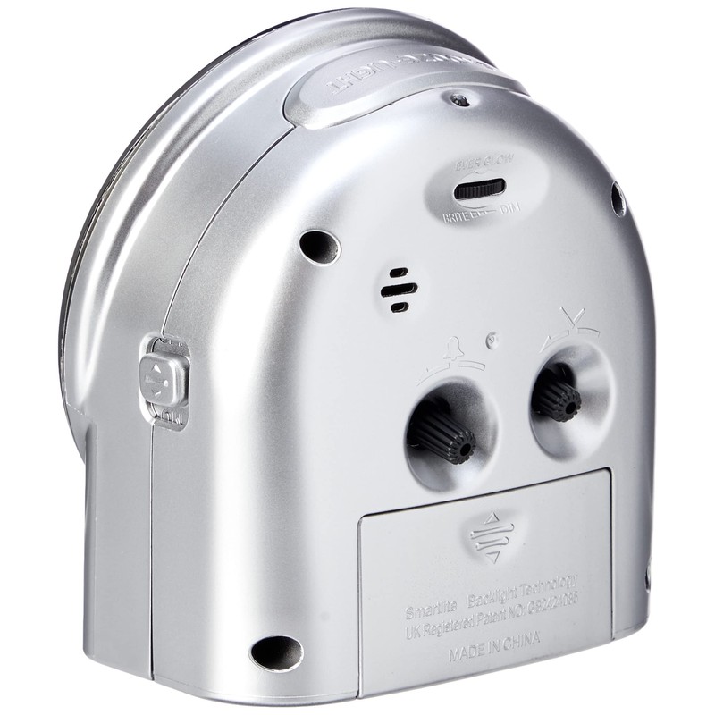 Acctim Bedside Alarm Clock, Silver, 12 x 11.3 x 7.5