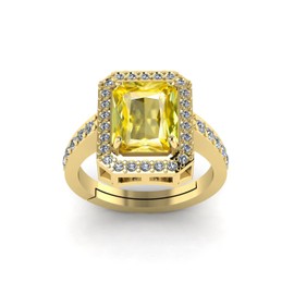 LMDPRAJAPATIS Anillo ajustable de compromiso con circonita cúbica natural y certificada para mujer, Piedra preciosa, amarillo-zafiro