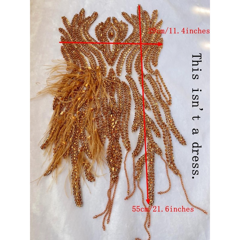 Hand Made Smart Beads Tassels Fluttering Feathers Hand-Stitched Shiny Rhinestones