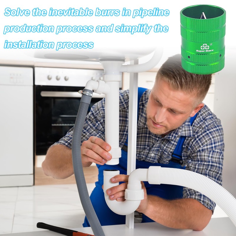Pipe Reamer Tool, 50 × 65mm Green Aluminum Alloy Deburring