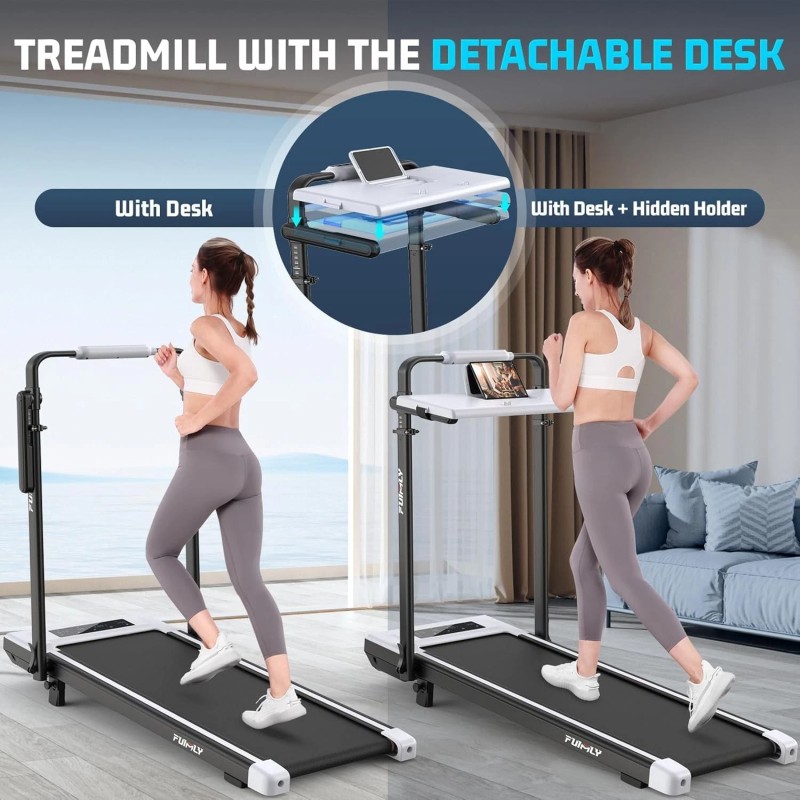 Folding Walking Pad with Handle Bar 300lb+ Capacity Under Desk