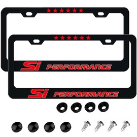 2 Pack License Plate Frames for Civic Si, Metal Aluminum Material 2 Holes License Plate Covers Car Accessories with Screw
