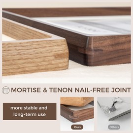 18 x 24 Poster Frame Set of 2, USA-Sourced Walnut Wood Picture Frame with Tempered Glass, Handcrafted Rounded Corner 18x24 Wooden Frame Matted to 16x20 Photos, Horizontal or Vertical Wall Mounting