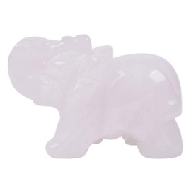 Just In Stone - Figura decorativa tallada de cuarzo blanco natural con piedra preciosa de elefante curativo, 5 cm