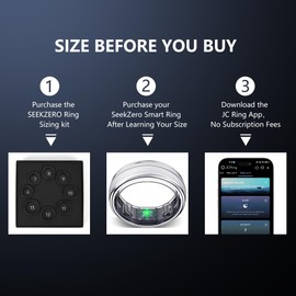 SEEKZERO Smart Ring for Women Men - Fitness Ring with Sleep & Step Tracker | Waterproof Health Ring with Heart Rate Monitor, Compatible with iOS & Android, No App Subscription (Silver, 7)