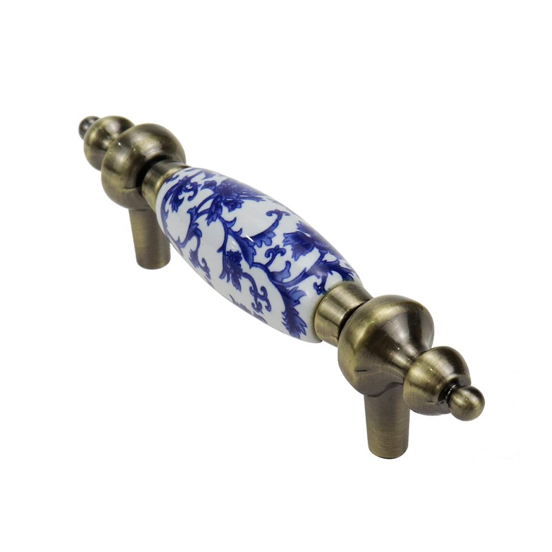 Mcredy 4 Pcs Blue and White Porcelain Ceramic Cabinet Pulls