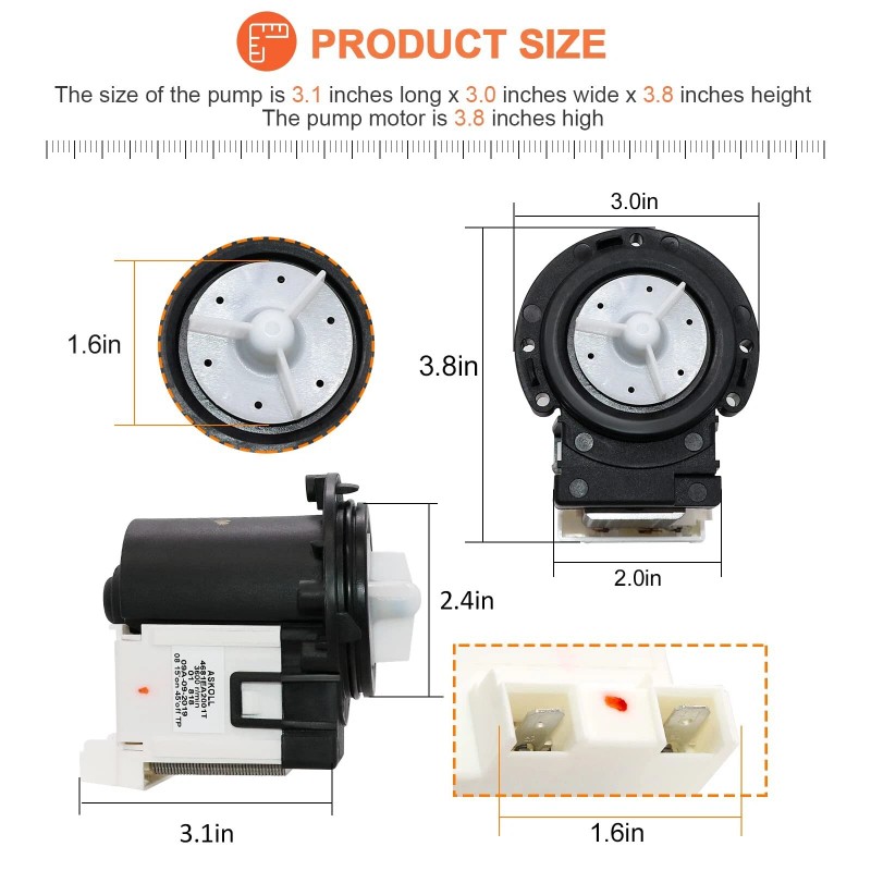 Beaquicy 4681EA2001T Washer Drain Pump OEM Motor Replace for Kenmore