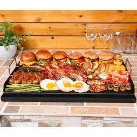 Nonstick Cast Iron Griddle for Gas Grill Nanoceramic Stove Top Griddle for Gas Stove 25" x 16" Flat Top Plate Cooking Skillet Pan Teppanyaki for Camping Outdoor Tailgating Plancha Para Cocinar