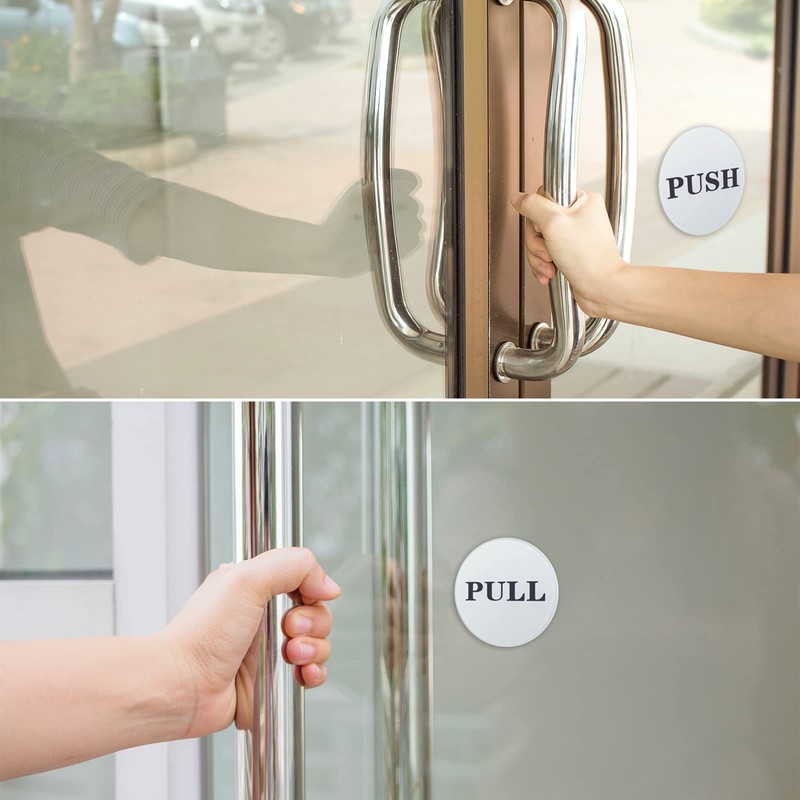PATIKIL Push Pull Door Sign, 2 Pack Self-Adhesive Round Acrylic