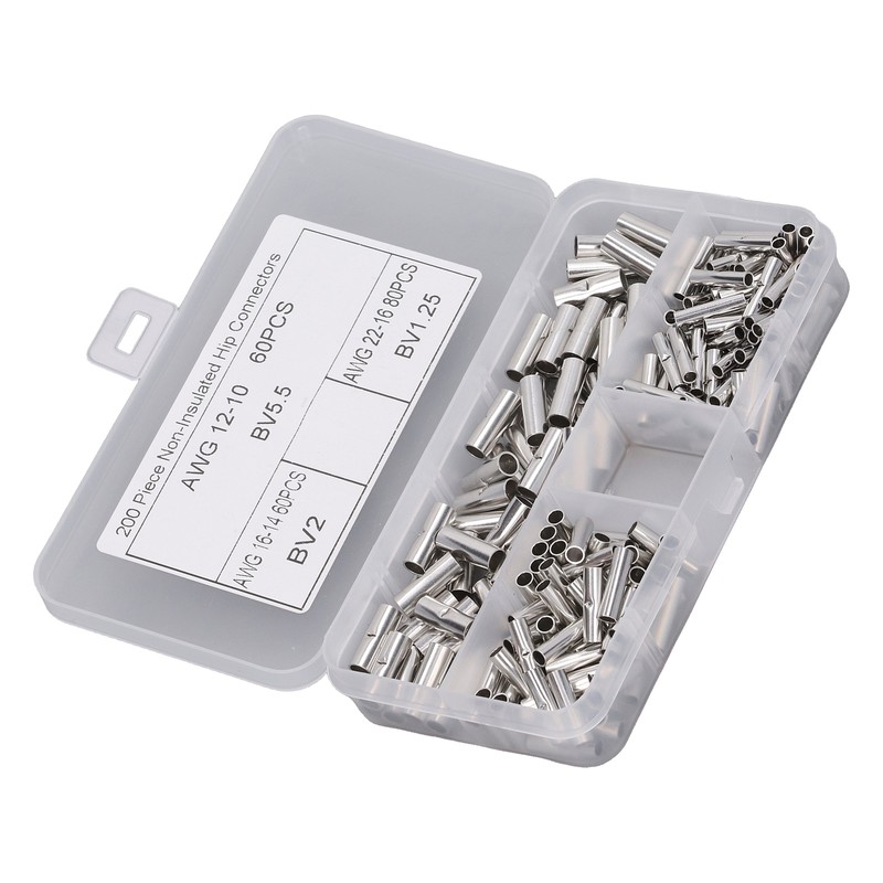 200Pcs Wire Ferrule Copper Male Female Crimp Terminal Connector for