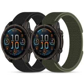 HQzon 22mm Hook and Loop Watch Band Compatible with Garmin Fenix 8 47mm/E 47mm/7/7 Pro/6/6 Pro/5/5 Plus,Soft Nylon Velcro Replacement Strap for Garmin Approach S70/S62/S60/Epix 2 Pro 47mm