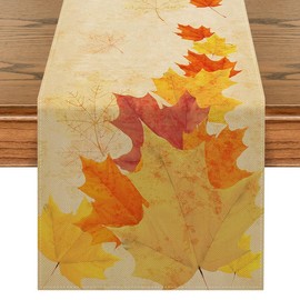 Camino de Mesa Otoñal,183 x 33 cm, Mantel Otoñal, Perfecto para Decoraciones Camino de Mesa Halloween,Otoño, Acción de Gracias,Halloween Decoración y 