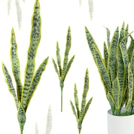 3 Pack Faux Snake Plants 31in Artificial UV Resistant Snake Outdoors Fake Sansevieria Plastic Plant with Large Green Leaves Greenery for Home Indoor Floor Office Store Front Porch Decorations
