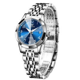 OLEVS Relojes para Mujer Analógico Cuarzo Fecha Acero Inoxidable Impermeable Lujo Moda Elegante Casual Luminoso Vestido Dos Tonos Reloj de Pulsera