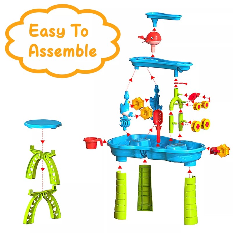 DonLoyon Kid Sand Water Table Toddler Showers Play Table Toy