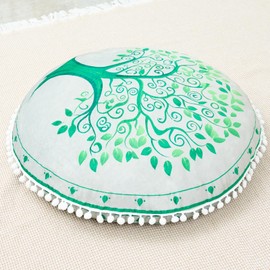 Turnextte 32 in Meditation Floor Cushion, Round Large Floor Pillow for Adult, Yoga Pillows for Sitting On Floor, Green, Memory Foam Filling