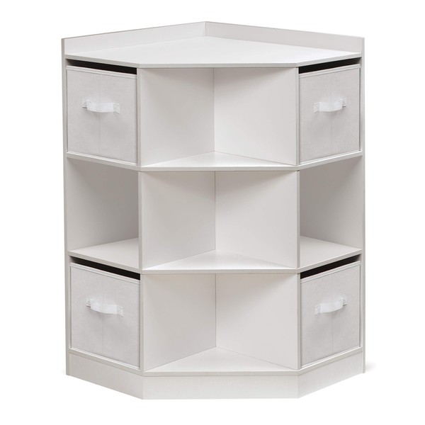 Badger Basket Corner Cubby Toy Storage Unit for Kids with 4 Removable Baskets - White