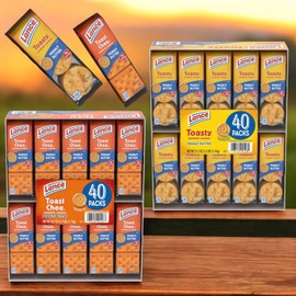 Peanut Butter Sandwich Cracker Variety Pack – 40 Cheese Crackers, 40 Toasted Crackers – 80 Packs, Protein-Rich, Made with Real Peanut Butter