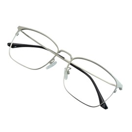 VisionGlobal Blue Light Blocking Glasses for Computer Reading or Gaming, UV 400 Anti Glare Lenses Help Reduce Eye Strain and Fatigue, Men and Women Frame (3147_Silver(c3), x2.50 Magnification)