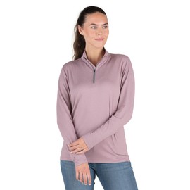 Berne Women's Midweight UPF Sun Protection 50 Quarter-Zip Pullover, Large Regular, Heathered Elderberry