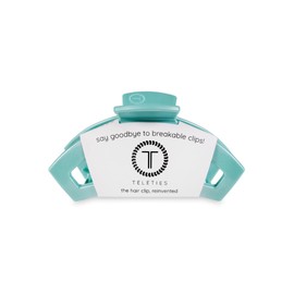 ​​TELETIES - Open Medium Hair Clip - Spring Collection - Hair Claw Clips for Women - Strong Grip, Bendable Teeth, Curved Design - For All Hair Types and Textures - Totally Turquoise