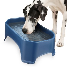 Neater Pet Brands Extra Large Water Bowl for Dogs, Outdoor Dog Water Bowl (2.25 Gallon XL Capacity), Big Trough Style Food Dish for Indoors or Outside, No Spill Large Dog Bowls, Dark Blue