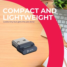 Poly Plantronics BT700 USB-A Bluetooth Adapter Dongle - 217878-01 - for Voyager Free 60 Earbuds, Legend, Voyager 5200, Focus, Sync Speaker, Compatible with PC Windows, Mac OS, GTW Microfiber Included