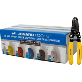 Jonard Tools R30-5100A 30 AWG Kynar Wire & Dispenser Box Set with Included Wire Stripper - 5 Color Pack (500 ft)