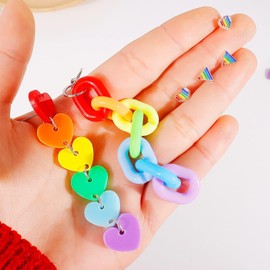 Pride Earrings for Women Heart Rainbow Earrings Pride Outfits for Women Trendy