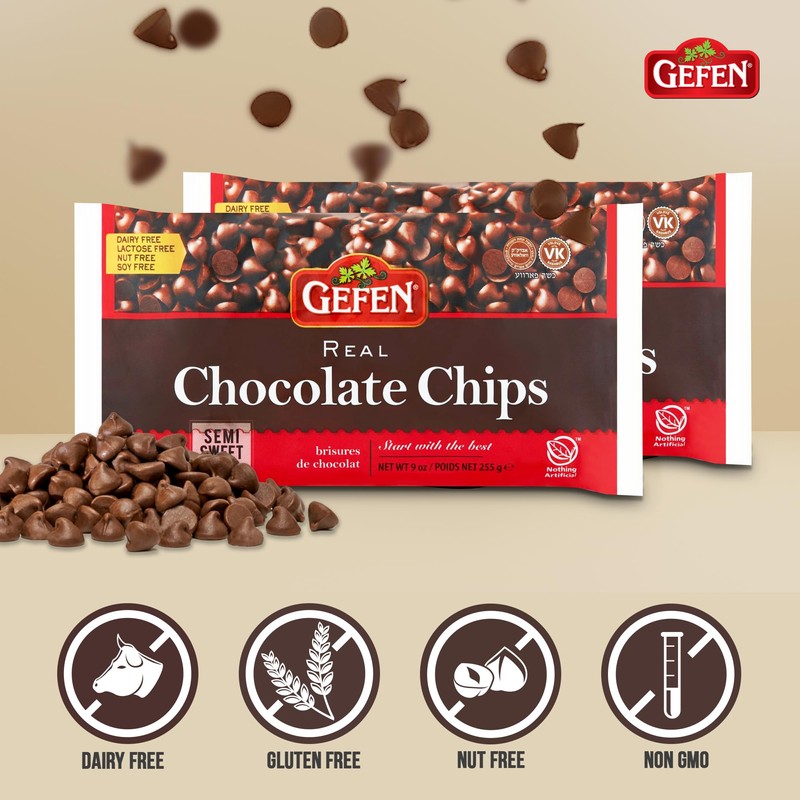 Gefen Vegan Semi Sweet Real Dark Chocolate Chips, Dairy Free