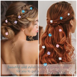 YISSION 20Pcs Mini Flower Hair Clips with Rhinestone Cute Hair Pins Decorative Hair Clips Wedding Hair Barrettes Bridal Hair Accessories for Girls Women 4 Colors