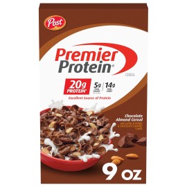 Post Premier Protein Chocolate Almond Cereal, Chocolatey Protein, 20g | 9 OZ Box