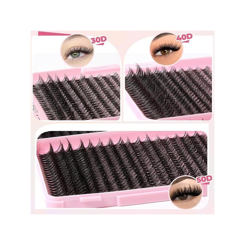 Wispy 위스피 래쉬 클러스터 키트 800개 확장 DIY 속눈썹 30D&40D&50D