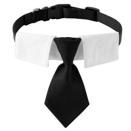 XZYZ Dog Collar, Soft Polyester Dog Bow Tie with Metal Buckle for Large, Medium and Small Boys Cat Dog Tie (Small, Black/White)
