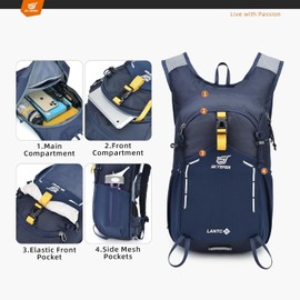 SKYSPER - Mochila de senderismo pequeña - Mochila de viaje de 15 l, mochila ligera resistente al agua, mochilas de senderismo para mujeres y hombres, Azul, Large, Viajes