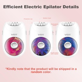 VGR 706 Professional Epilator for Women,Portable Cordless Smooth Glide Hair Removal Device for Legs, Underarm, Back,Full-Body Epilator with 18 Tweezers System, 2 Speeds Hair Removal with Silent Design