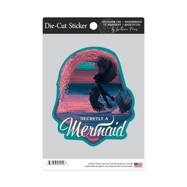 Die Cut Sticker Secretly a Mermaid, Silhouette and Hair Flip, Contour Vinyl Sticker 3 to 6 inches, (Waterproof Decal for Cars, Water Bottles, Laptops, Coolers), Large